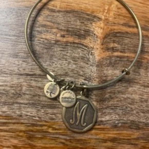 alex and Ani gold M Initial Bracelet - Picture 2 of 2
